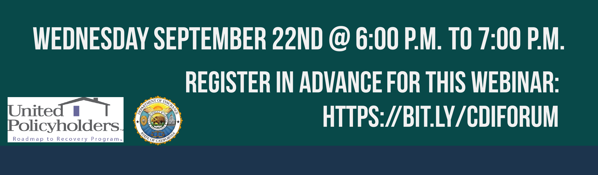 Wednesday September 22nd at 6PM to 7PM/register in advance for this webinar: https://bit.ly/cdiforum
