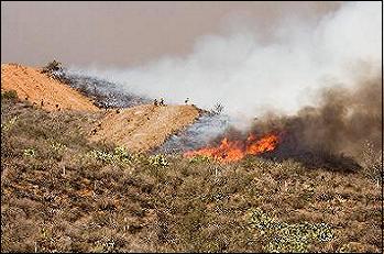 Wildfire off in the distance