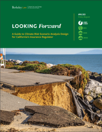 Image of report cover. Report identifies options available to the California Department of Insurance (CDI) as it considers new scenario analysis and stress testing exercises and to offer recommendations for CDI and peer institutions.